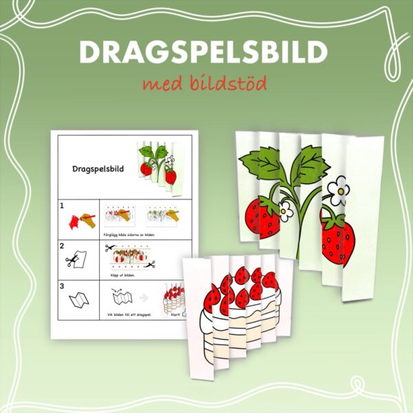 Dragspelsbild med bildstöd - Jordgubbar