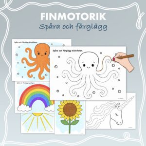 Finmotorik sommar - Spåra och färglägg