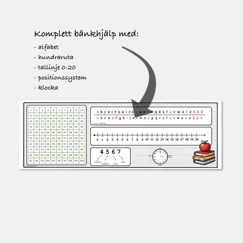 Bänkhjälp skolstart – Alfabet, tallinje och matematikstöd - Bild 3
