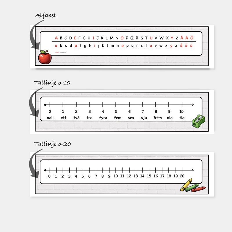 Bänkhjälp skolstart – Alfabet, tallinje och matematikstöd - Bild 5