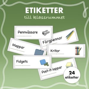 Etiketter till klassrummet - Grå