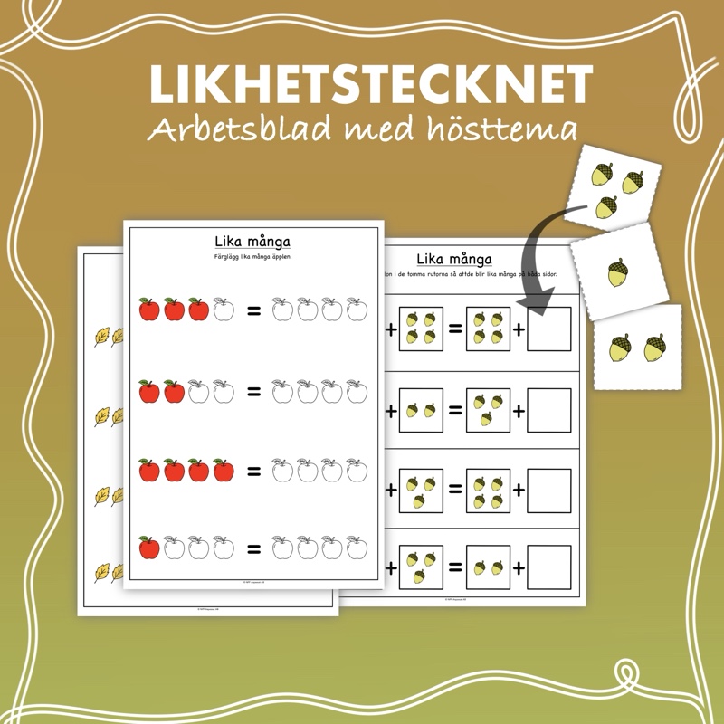 Likhetstecknet - Arbetsblad med hösttema