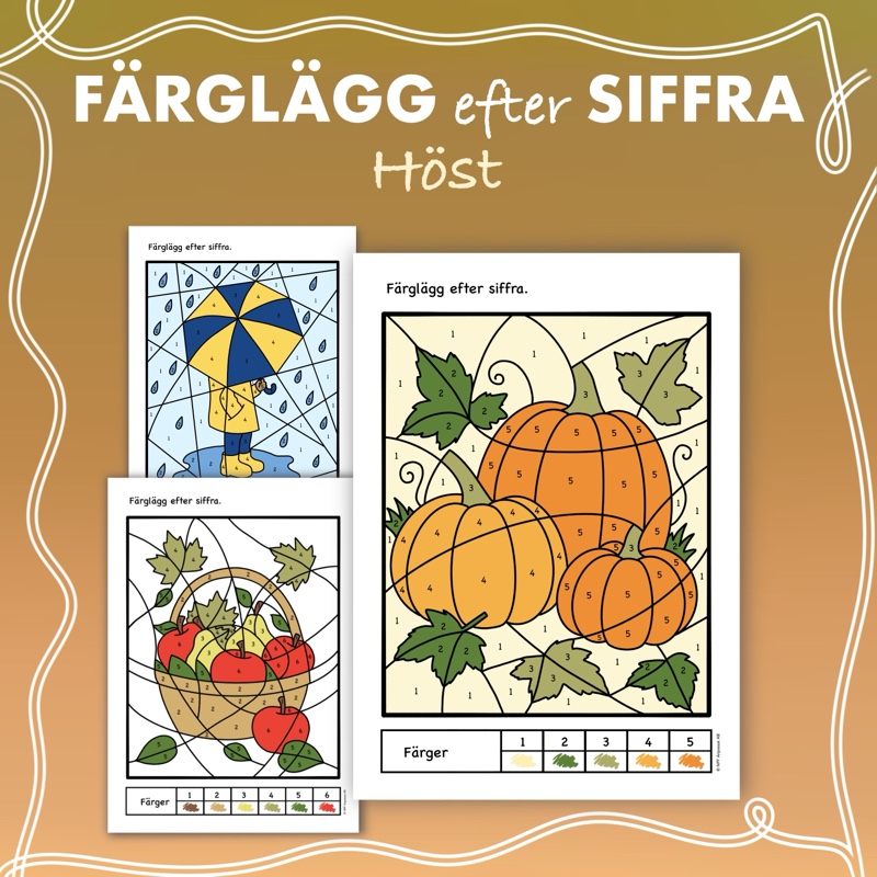 Färglägg efter siffra - Höst
