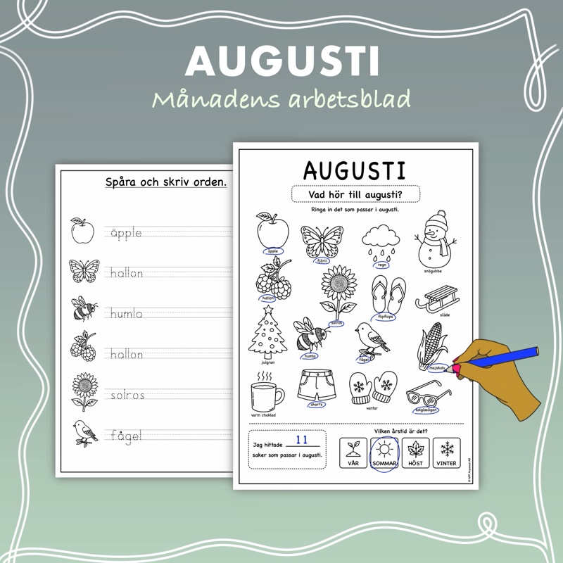 Augusti - Månadens arbetsblad